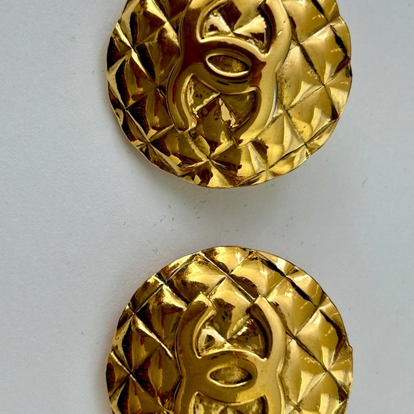 Chanel Gold Button Earrings - Picture 2 of 7